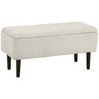 Ottoman Strange Bench with 47L Storage Compartment and Bouclé fluffy Covering, 95x38x45 cm, Beige - Borgè