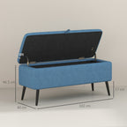 Storage Bench Pouf Footstool Padded, 102x40x44 cm, Dark Blue