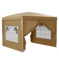 Outsunny 3x3m Folding Outdoor Gazebo with 4 Side Panels, Steel and Oxford Fabric, Khaki