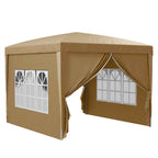 Outsunny 3x3m Folding Outdoor Gazebo with 4 Side Panels, Steel and Oxford Fabric, Khaki