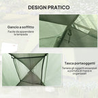 Waterproof 3-Person Camping Tent with Pocket, Lantern Hook and Bag, 2x2x1.35m, Green