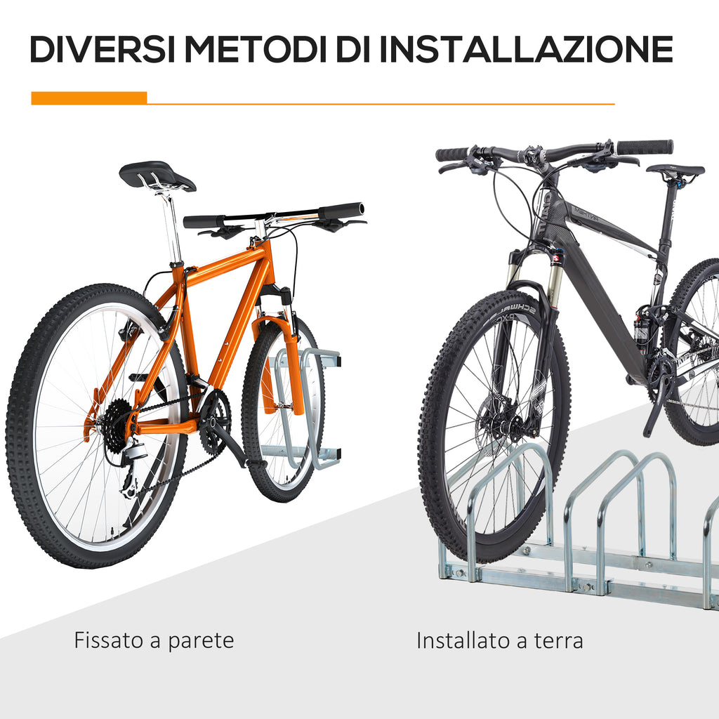 Steel Bike Rack, 4-Bike Parking Stand, 110x33x27 cm, Silver