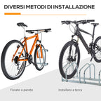 Steel Bike Rack, 4-Bike Parking Stand, 110x33x27 cm, Silver