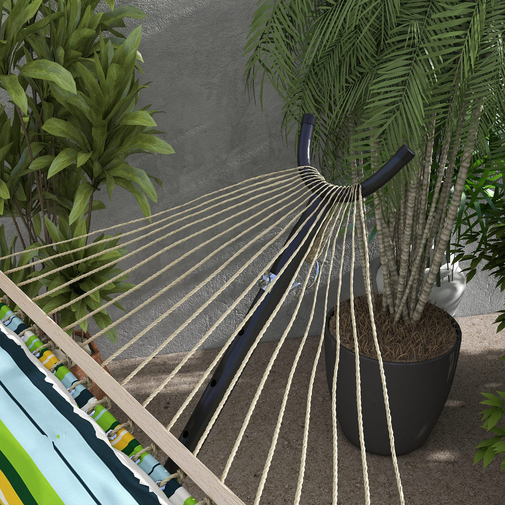 Outsunny Hammock Stand, 330 cm Max, with 6 Holes and Wheels, Metal, 290 x 120 x 115 cm, Black