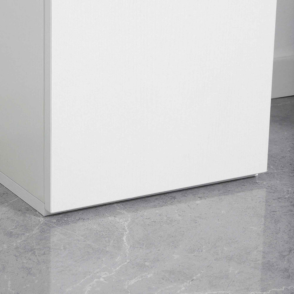 kleankin Bathroom Cabinet with Adjustable Shelf, 2 Closed Shelves and a Wooden Drawer, 30x28x180 cm, White