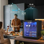 12-Bottle 36L Wine Cooler, Adjustable Temperature 4-16°C with UV-Resistant Glass, Black
