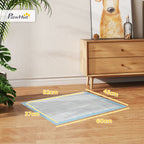 Set of 100 6-Layer Non-Woven, Paper, and PE Dog Toilet Pads, 45x60 cm, Blue and White
