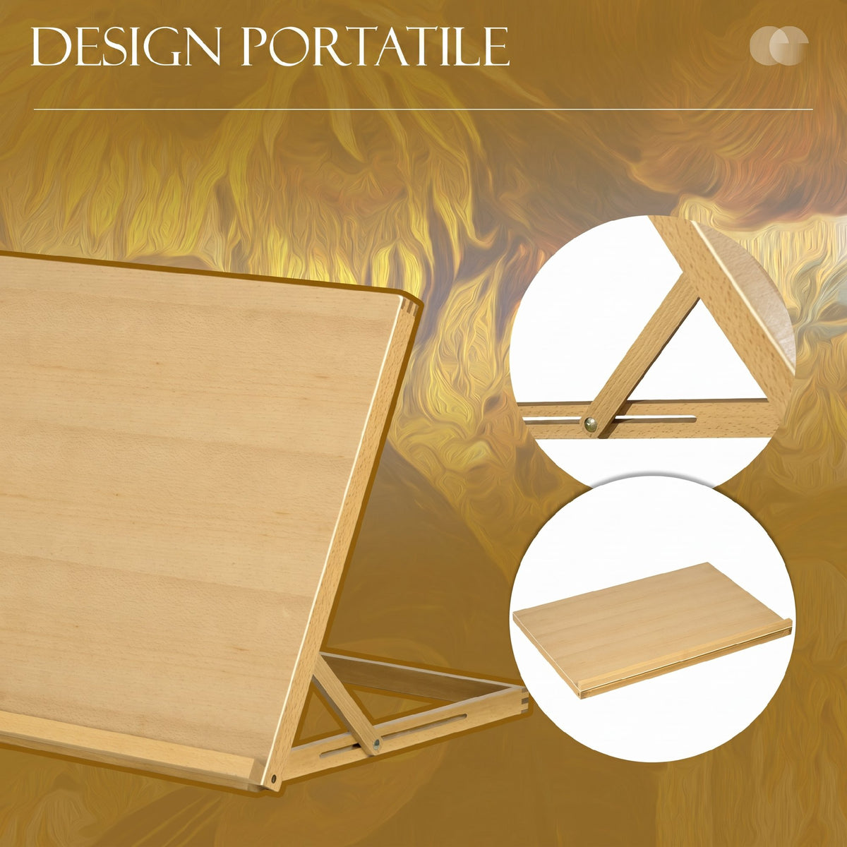 Vinsetto A2 Wooden Tabletop Easel, Adjustable Drawing Board, Portable Desk Station for Artists and Creatives