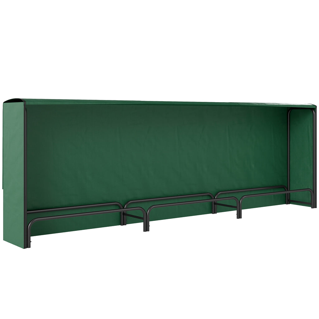 1m³ Adjustable Firewood Rack with Waterproof PE Tarpaulin, Metal, 300x36x99cm, Black and Dark Green