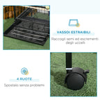 Indoor Bird Aviary Cage with Wheels and Removable Trays, 51.5x50x140 cm, Black