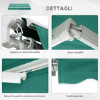 3x2.5m Aluminum and Polyester Cranked Retractable Awning, Dark Green