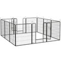 PawHut 12-Panel Modular Dog Playpen, 80x100 cm, Foldable, with Steel Door and 12 Pegs, Grey