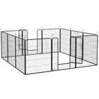 PawHut 12-Panel Modular Dog Playpen, 80x100 cm, Foldable, with Steel Door and 12 Pegs, Grey