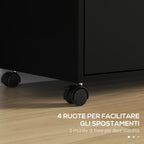 Mobile Office Cabinet with 2 Drawers for Documents and Shelves, Lockable Wheels, 80x40x66cm, Black