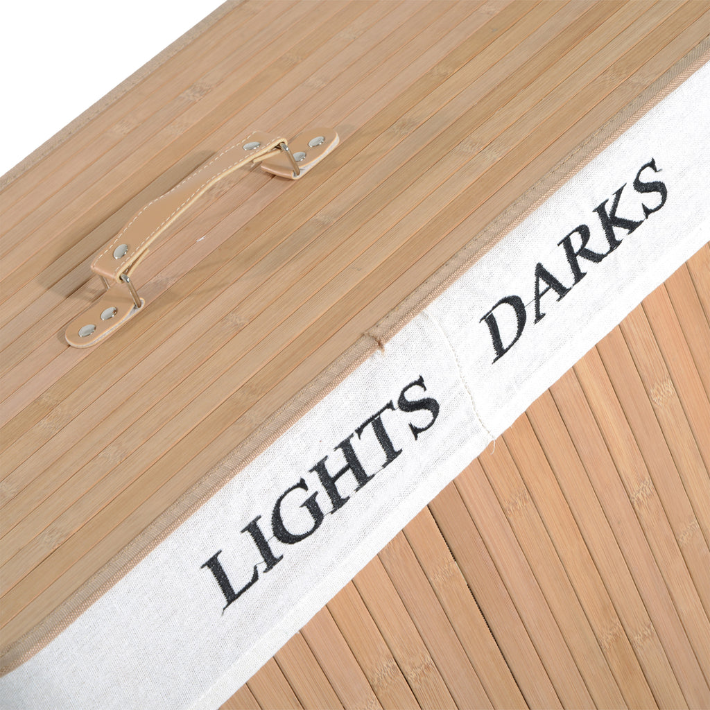 Bamboo Laundry Hamper with Lid and Removable Liner, 52 x 32 x 63cm