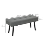 Quilted Bed End Bench in Corduroy Effect Fabric and Steel, 100x36x45 cm, Grey