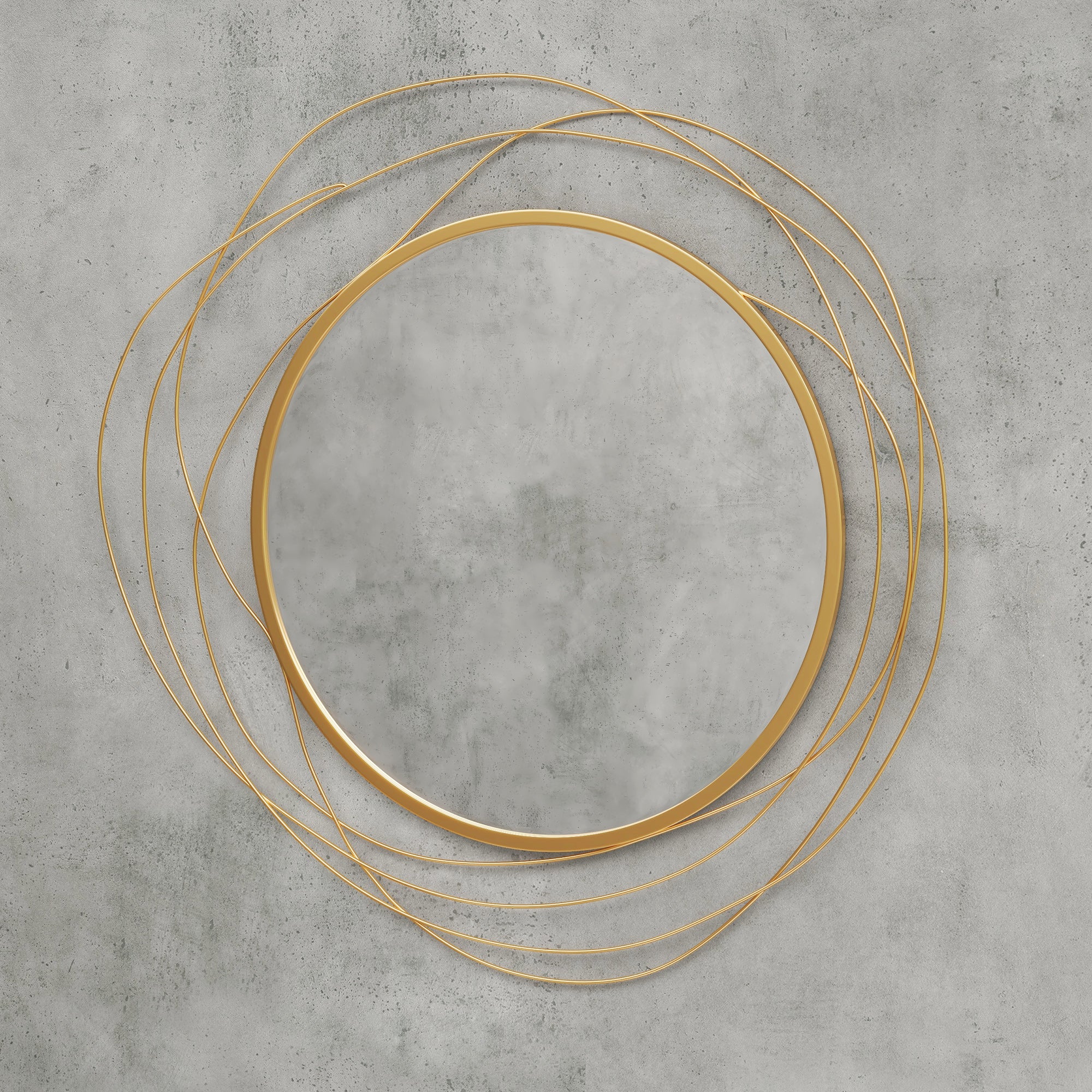 HOMCOM Modern and Round Decorative Wall Mirror with Hooks, in Glass and Metal, Ø65x1 cm, Gold - Borgè
