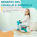 Donkey Rocking Horse for Children with Wide Base, Wooden, 59x27x43 cm, Dark Green and Orange