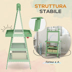 3-in-1 Children's Easel Blackboard, Paper Roll and 2 Containers, Wooden, 59x48x118 cm, Green