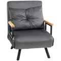 Velvet Dark Grey, 3 in 1 Sofa Bed with 5-Position Reclining Backrest and Cushion, 63x73x81 cm, Dark Grey