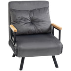 Velvet Dark Grey, 3 in 1 Sofa Bed with 5-Position Reclining Backrest and Cushion, 63x73x81 cm, Dark Grey
