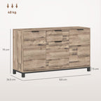Industrial Style Sideboard with Drawer and 3 Cabinets, Brown Wood, 120x36.5x70 cm