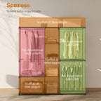 Fabric Wardrobe with 8 Shelves and 3 Hanging Rods, 182x43x185 cm, Black