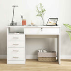HOMCOM Wooden Desk for Bedroom or Office with 2 Drawers and 2 Keys, 110x50x76cm - White