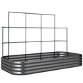 Outsunny Raised Vegetable Garden with Trellis for Climbing Plants and Open Metal Bottom, 220x110x150 cm, Dark Grey