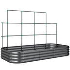 Outsunny Raised Vegetable Garden with Trellis for Climbing Plants and Open Metal Bottom, 220x110x150 cm, Dark Grey