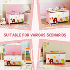 Children's Toy Storage Chest with Safety Hinges, Wooden Animal Design, 60x37x39 cm, Pink