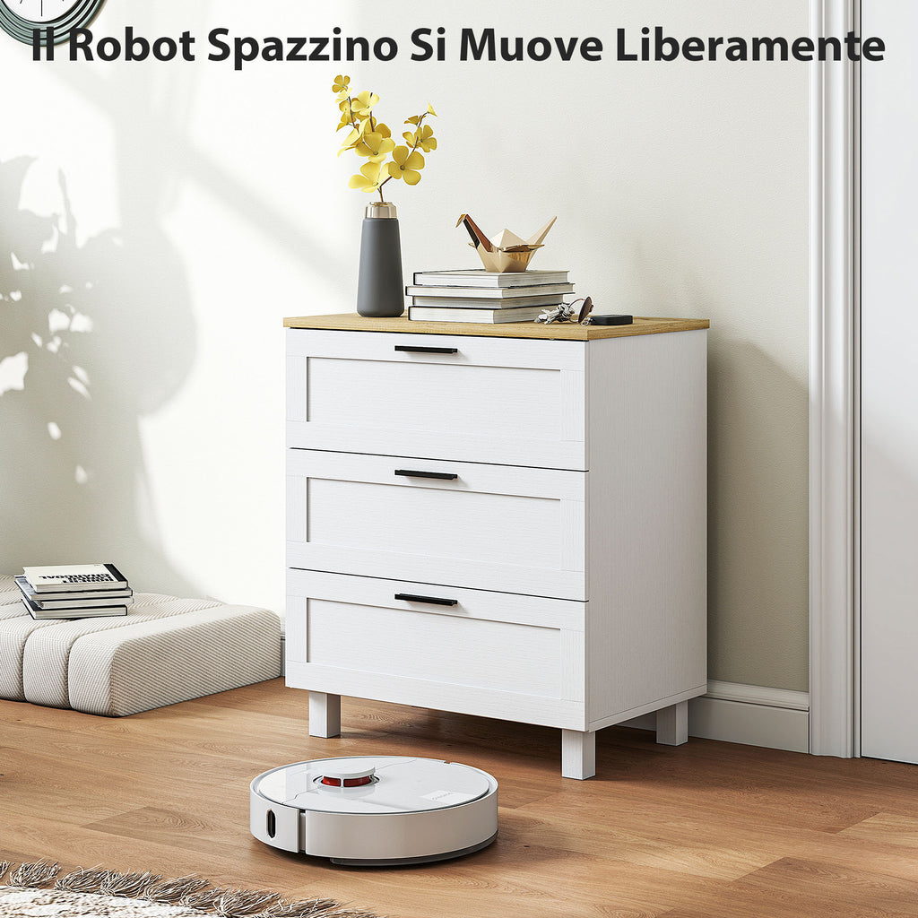 Modern 3-Drawer Wooden Chest of Drawers, 60x38x71 cm, White and Wood Color