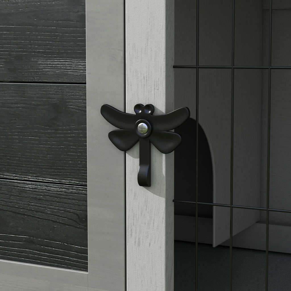 PawHut Outdoor Wooden Raised Hutch with Opening Roof and Removable Tray, 84x43x70cm, Gray - Borgè