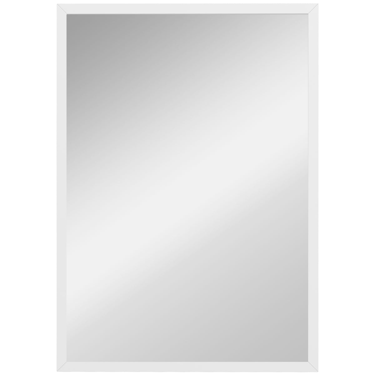 HOMCOM Rectangular Wall Mirror with Hooks, Glass and MDF Wall Mirror, 40x60 cm, White