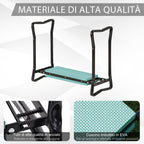 Folding Kneeling Chair with Padded Cushion, in EVA and Steel, 58x28x49 cm, Green and Black