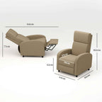 160° Manually Reclining Relaxing Chair with Fabric Footrest, Beige