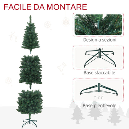 Artificial Christmas Tree 180cm with 479 Branches, Tall and Narrow Design with Folding Base, Green