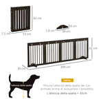 PAWHUT Dog gate small folding size, pine wood, 204x30x61 cm, brown - Borgè