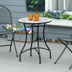 Round Garden Table Ø60cm in Metal and Mosaic, Outdoor and Indoor Furniture, Red