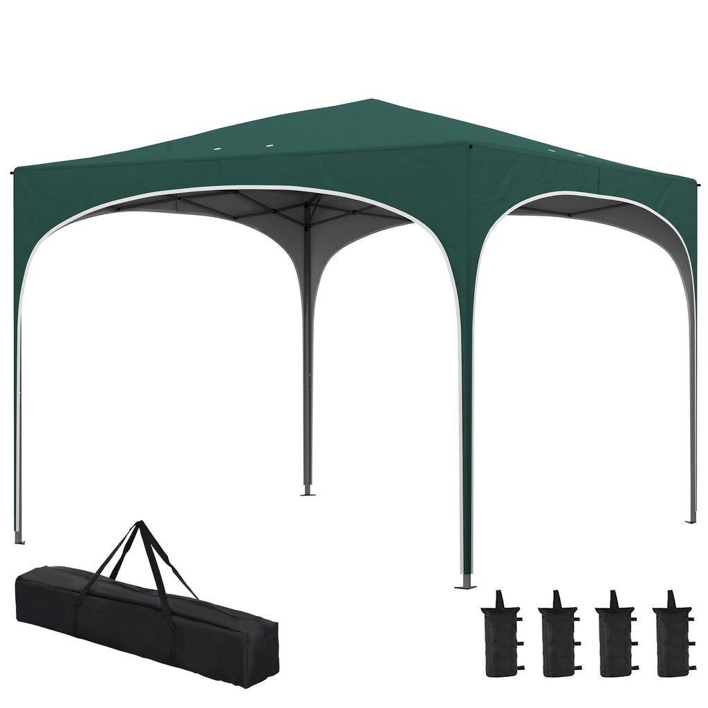 Gazebo, Adjustable Height Garden Gazebo with Drainage Holes and Carry Bag, Metal, Green - Borgè