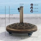 Outsunny 21kg Round Resin Umbrella Base with Wheels and Brakes, Bronze