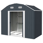 Outsunny Tool Shed with Adjustable Shelves and 2 Windows, in Galvanized Steel, 238x132x198.5 cm, Dark Gray - Borgè