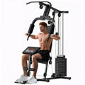 Fitness Station with Padded Seat and Backrest, in Steel and PU, 135x103x210 cm, Black