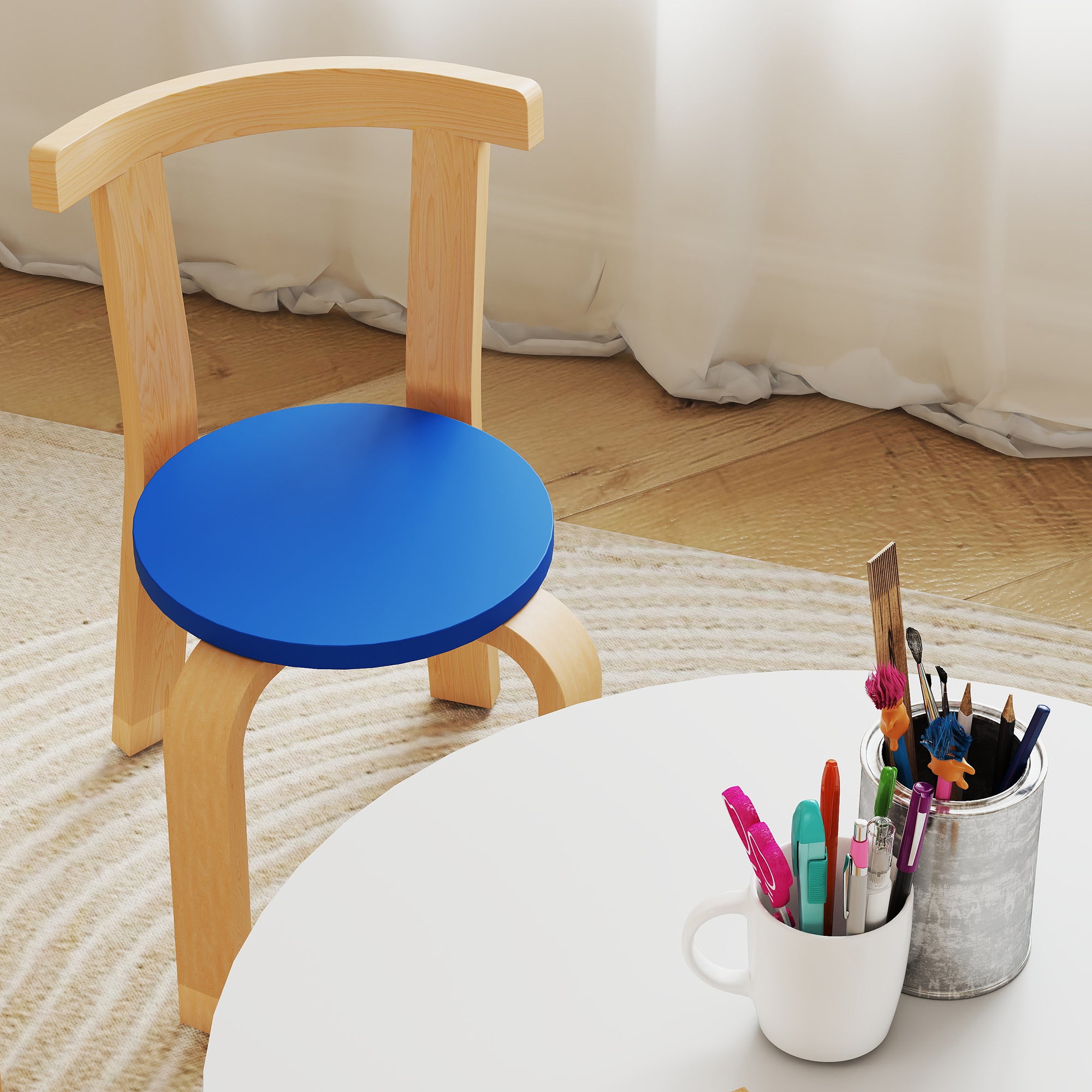 5-Piece Wooden Table and Chair Set for Children Ages 3-8 with Rounded Edges, Multicolored