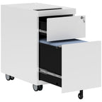 Office Filing Cabinet with 2 Drawers, Envelope Slot and Hanging Bar, Steel, 30x50x53.5 cm, White
