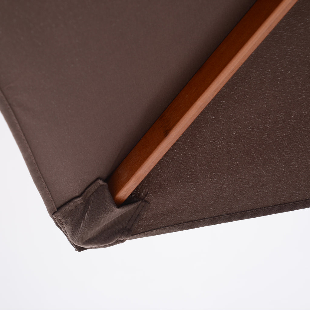 Tilting Rectangular Umbrella 2x1.5 m with 6 Ribs and Rope Opening, in Bamboo and Coffee Polyester