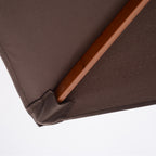Tilting Rectangular Umbrella 2x1.5 m with 6 Ribs and Rope Opening, in Bamboo and Coffee Polyester