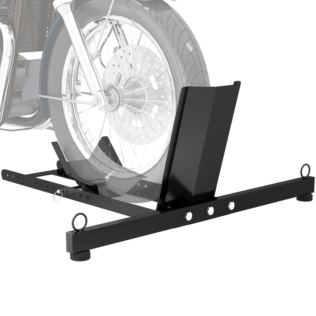 Motorcycle Wheel Chock, 14-Level Adjustable Bracket for Wheels Ø34-84 cm, Black