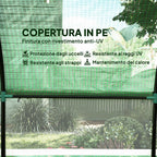 Outsunny 3x3x2 m Steel and UV-Resistant Polyethylene Tunnel Greenhouse for Vegetable Garden with Roll-Up Doors and Windows, Green