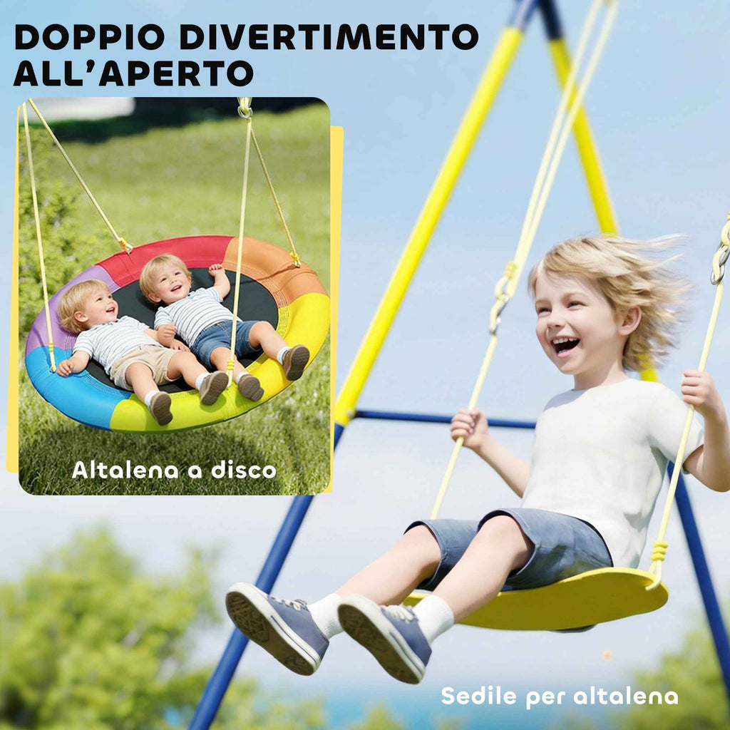 Adjustable Children's Nest Swing and Garden Swing Set, Metal, 265x160x178 cm, Multicolor